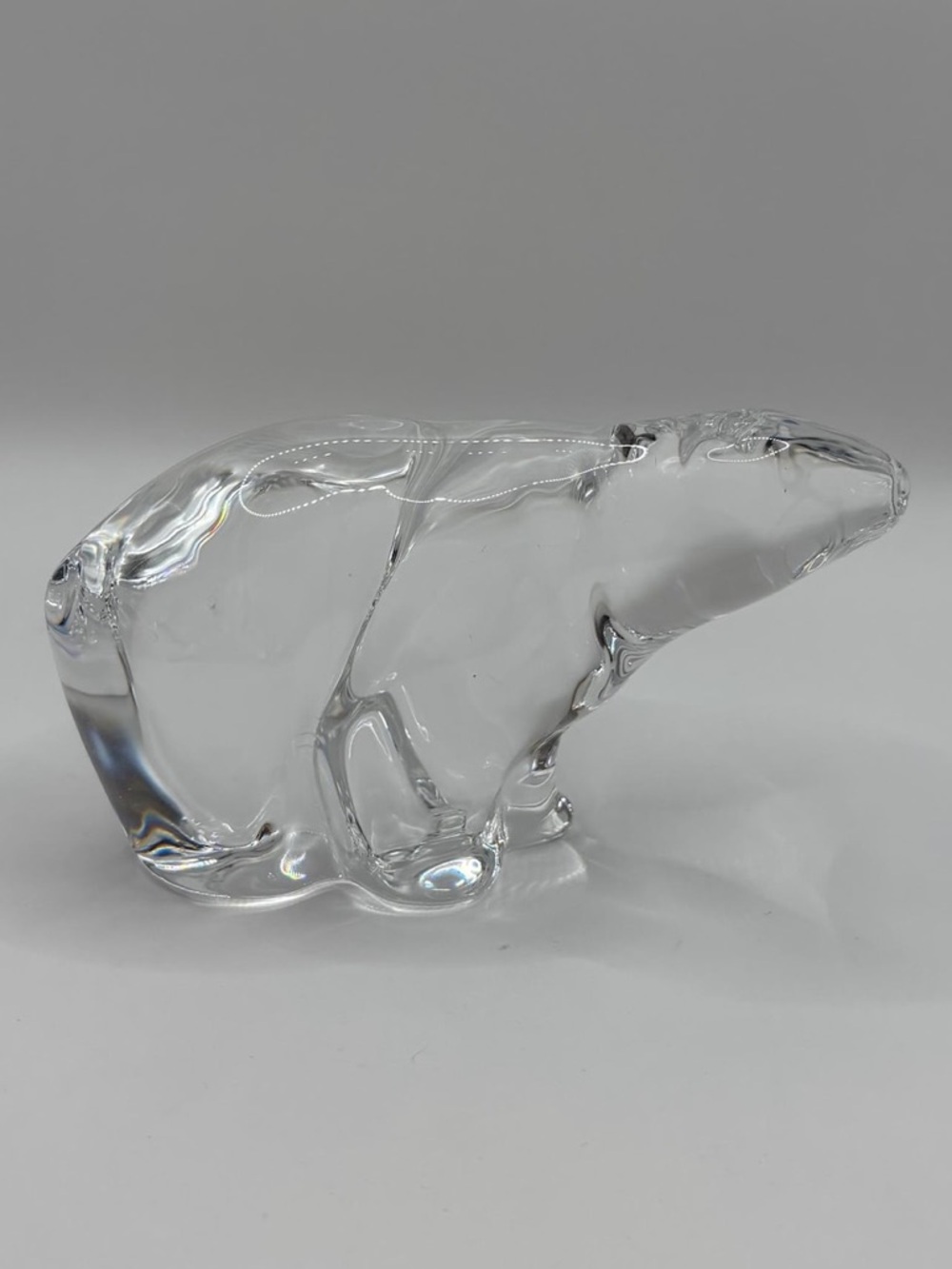 Vintage Hand Blown Hadeland Crystal Glass Figurine Polar Bear Art Paperweight